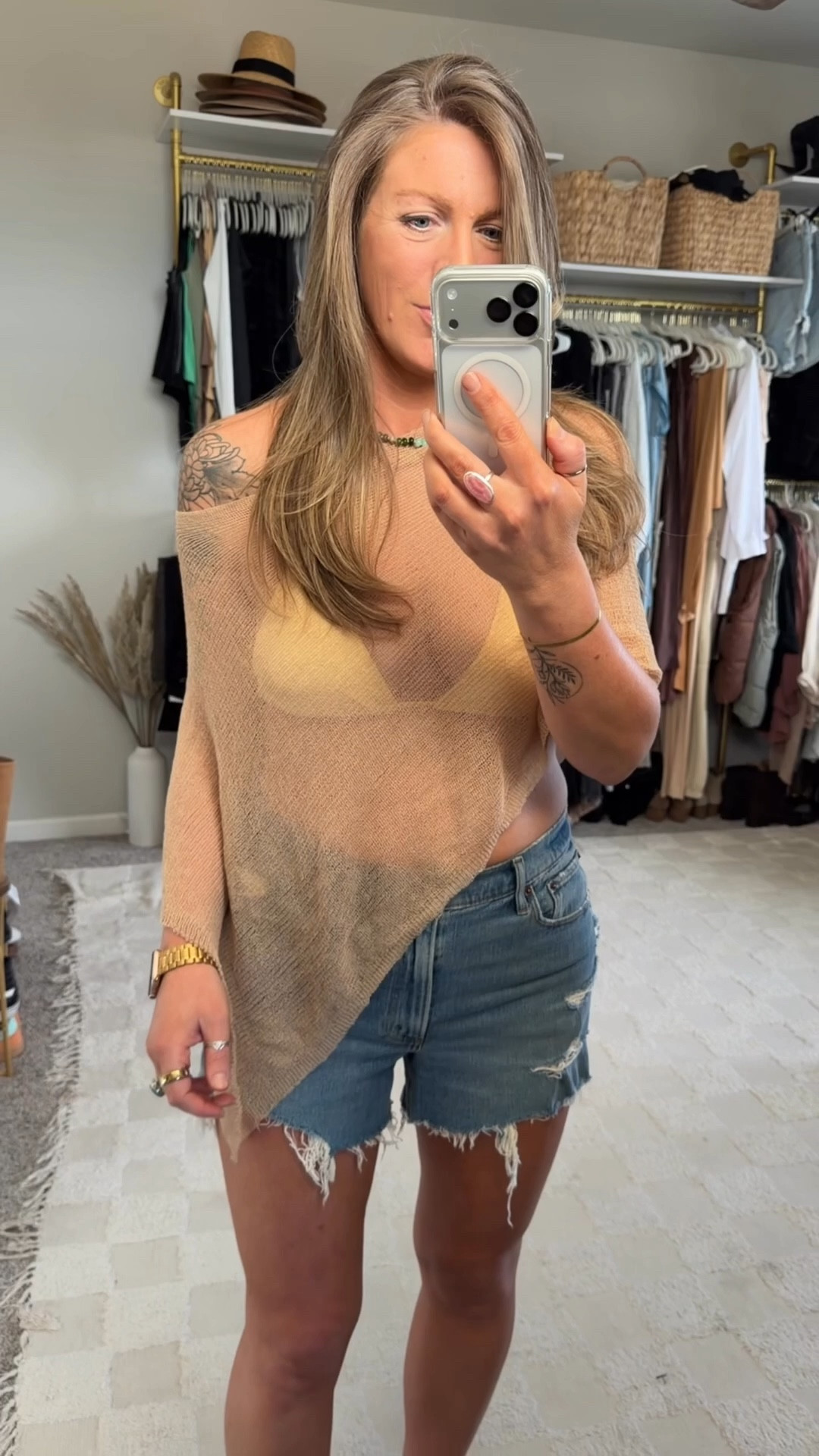 Sheer cape top doubles as a swim coverup 

#LTKSwim #LTKOver40 #LTKFestival