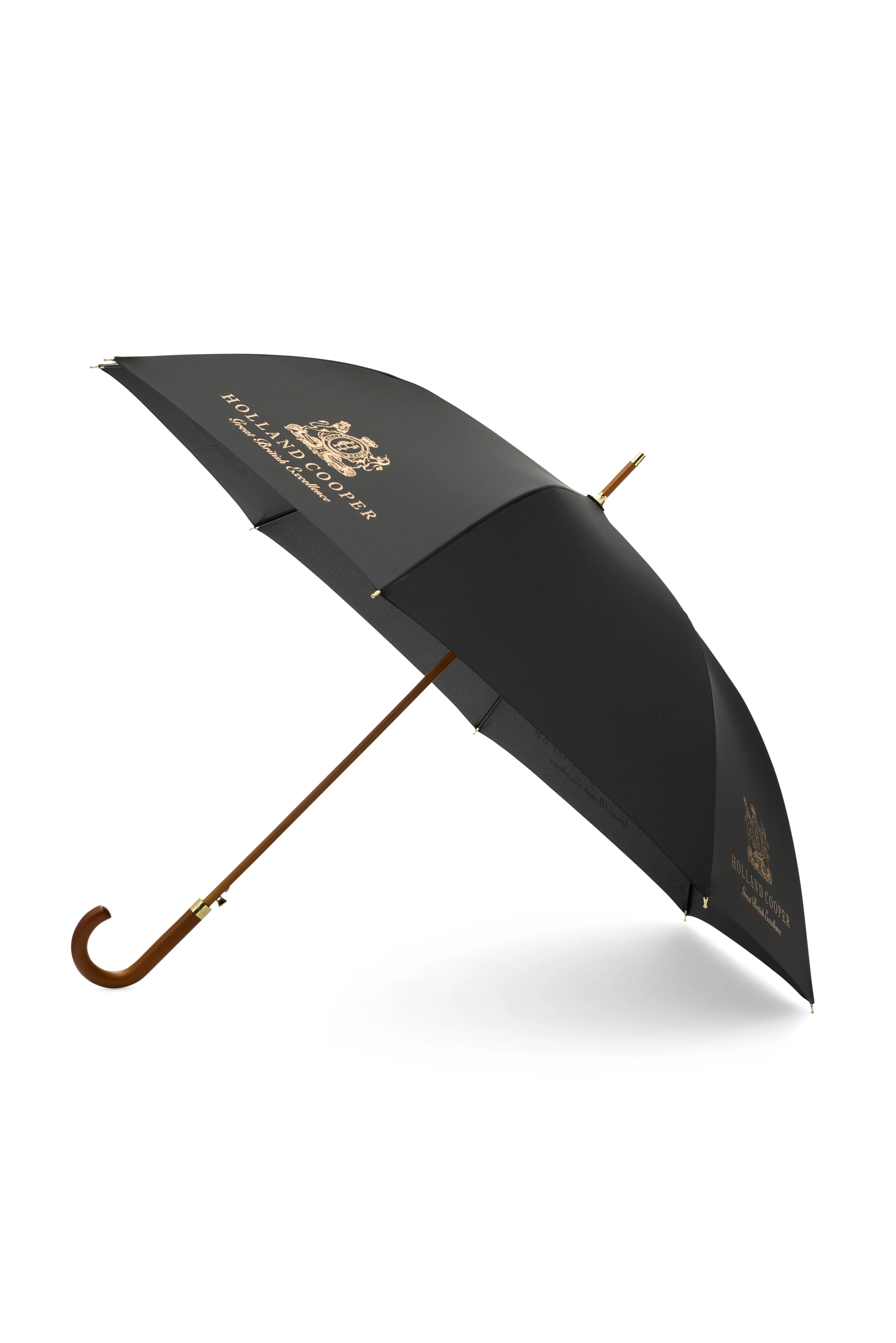 XL HC Crest Umbrella (Black) | Holland Cooper