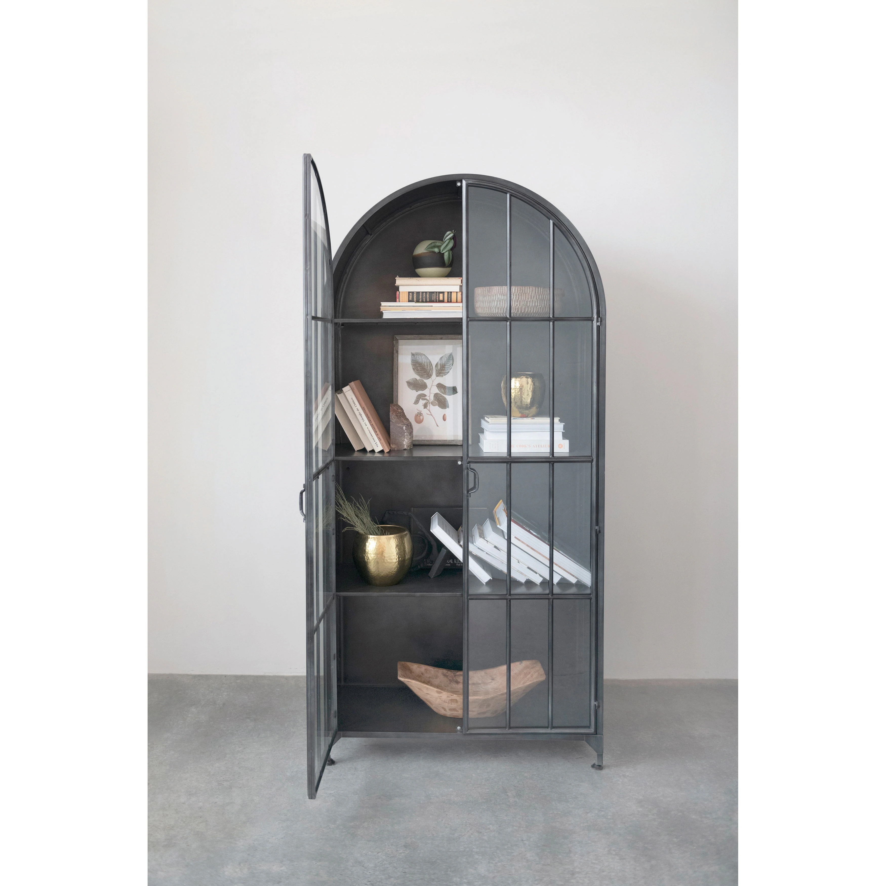 Arched Metal Cabinet with Glass Shelves | Bed Bath & Beyond