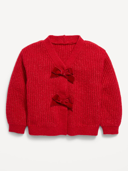 Velvet-Bow Cardigan Sweater for Toddler Girls | Old Navy (US)