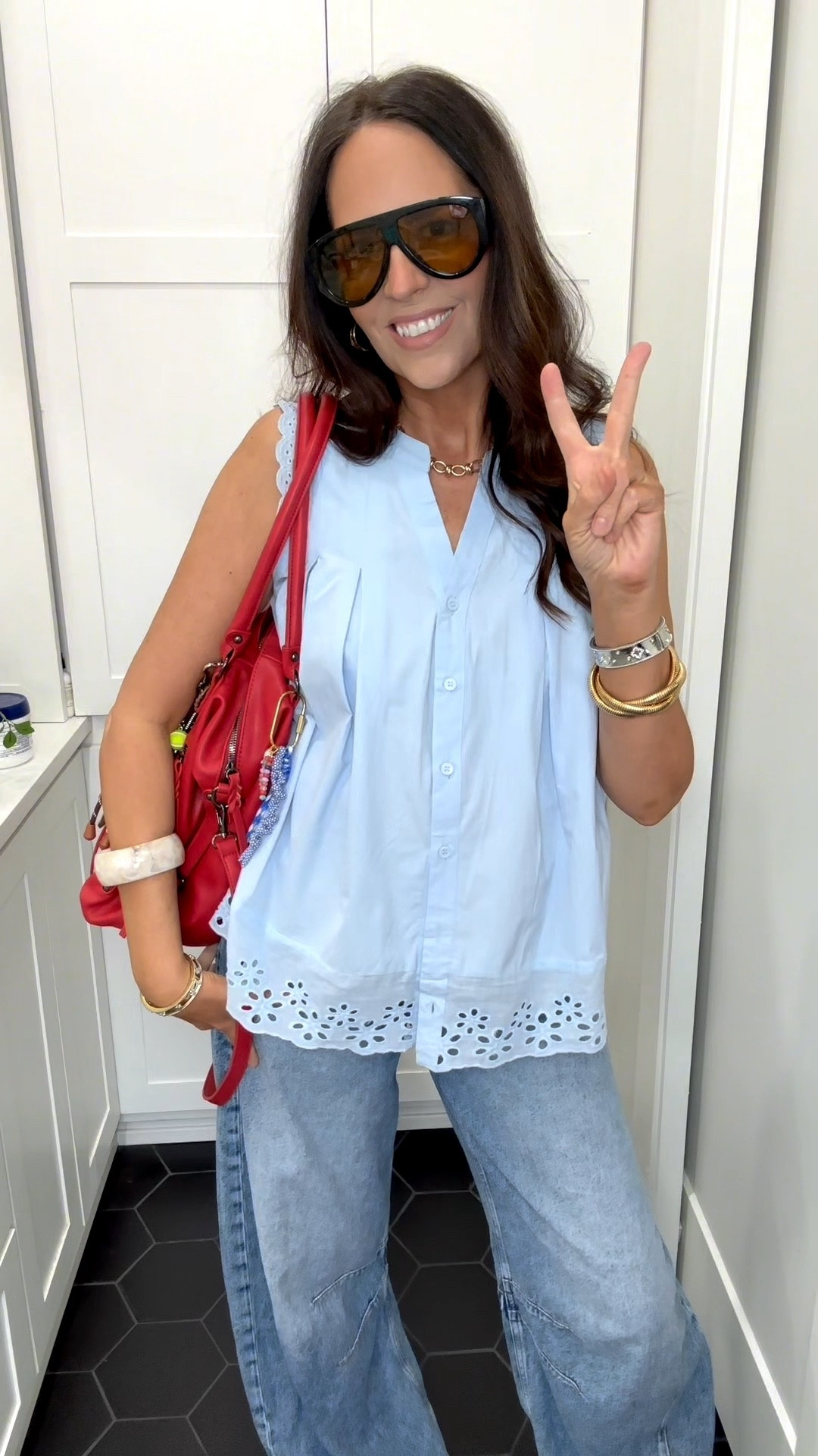 I’m wearing the size small in the top and the jeans are a TTS fit and I’m wearing a 28 tall  

#LTKootd #LTKOver40 #LTKTall
