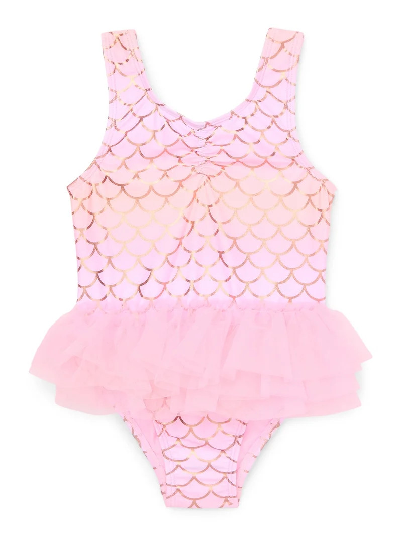 Wonder Nation Toddler Girl Mermaid Tutu One- Piece Swimsuit, Sizes 12M-5T - Walmart.com | Walmart (US)