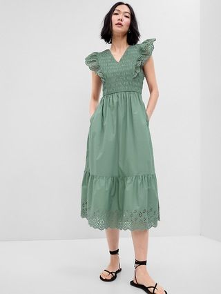 Ruffle Sleeve Smocked Midi Dress | Gap (US)