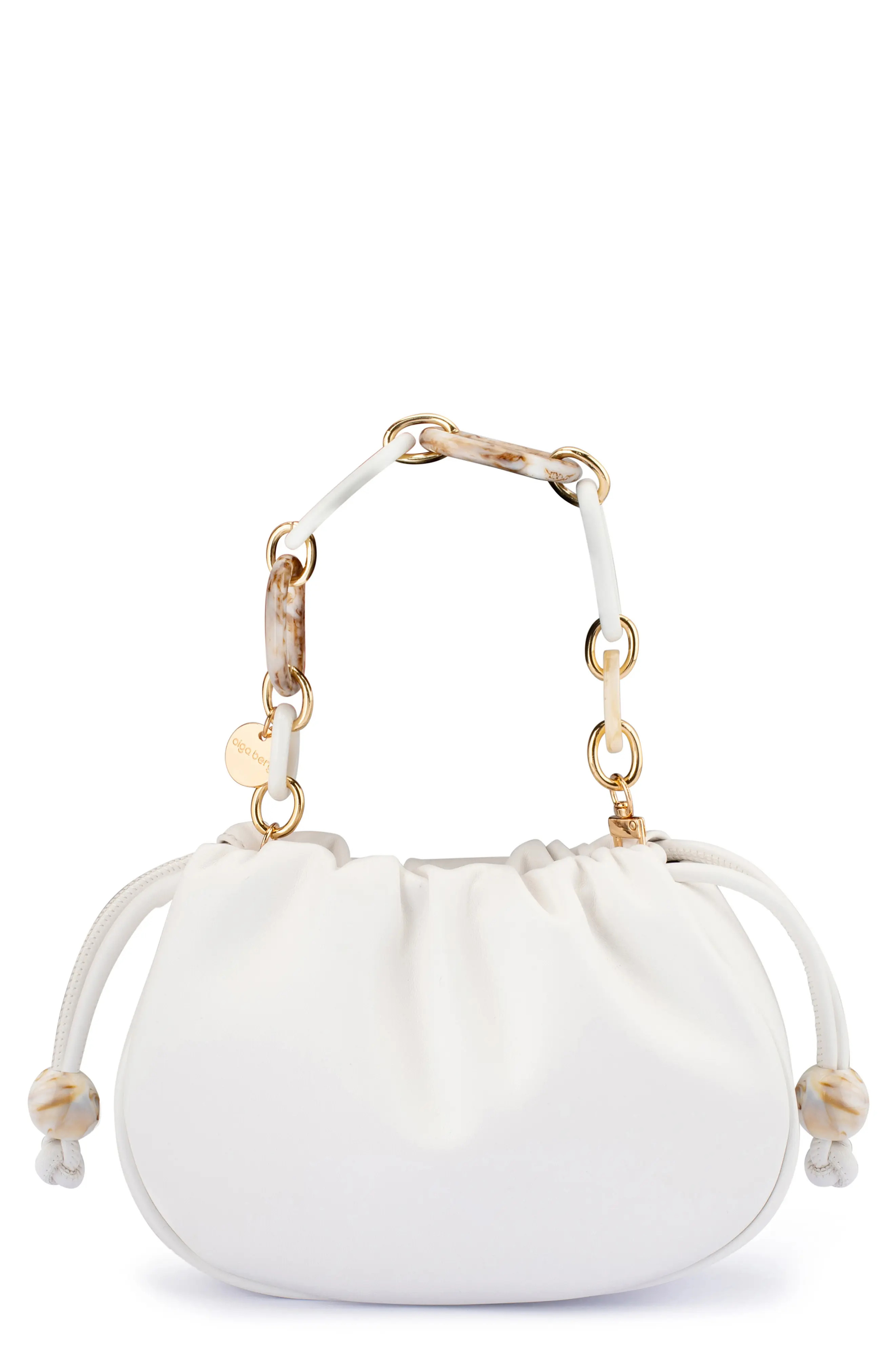 Olga Berg Mavis Faux Leather Top Handle Bag in Natural at Nordstrom | Nordstrom