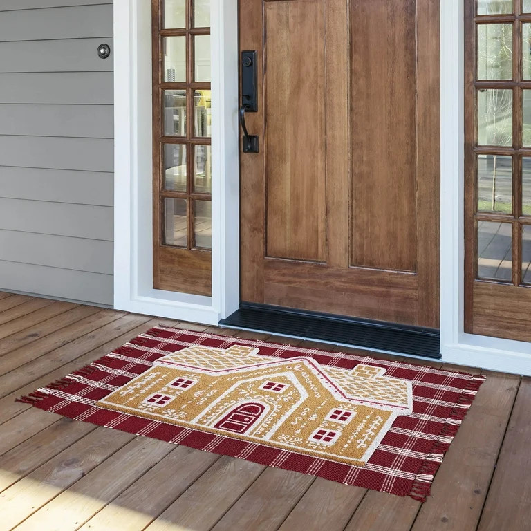 My Texas House Red Gingerbread Coir Holiday Outdoor Doormat, 30" x 48" | Walmart (US)