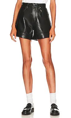 AGOLDE Recycled Leather Angled Hem Short in Detox from Revolve.com | Revolve Clothing (Global)
