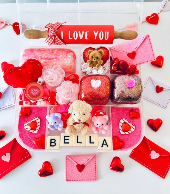 Personalized Valentine’s Day Playdough Kit, Teddy Bear Love Letter Sensory Kit, Valentine Play ... | Etsy (US)