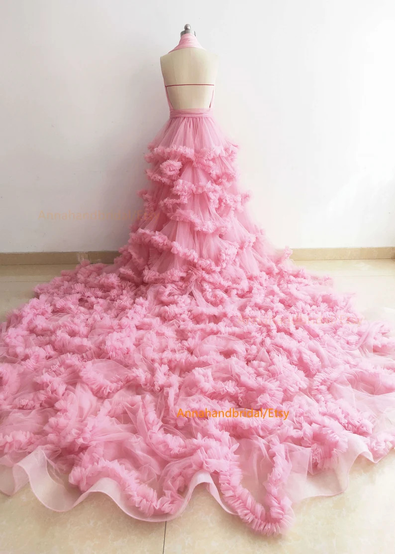 Hot Pink Maternity Robe/Open Front Ruffle Tulle Dress Photo Shoot Dress//Free Sizes /Custom Color... | Etsy (US)