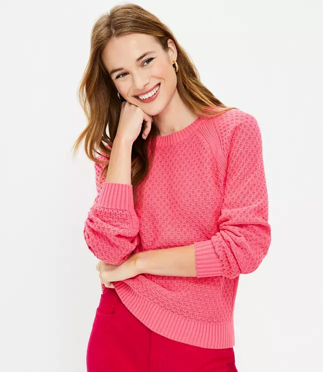 Textured Raglan Sweater | LOFT
