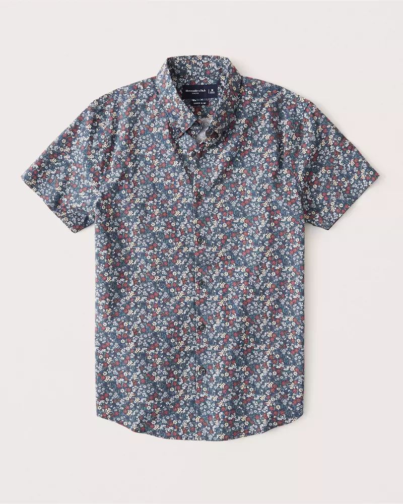 Short-Sleeve Super Slim Button-Up Shirt | Abercrombie & Fitch (US)