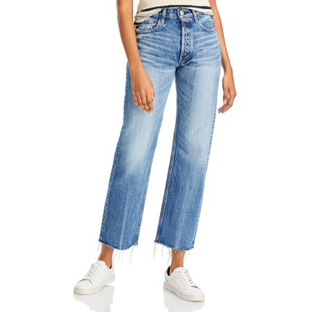 Moussy Vintage Womens Cropped Distressed Straight Leg Jeans | Walmart (US)
