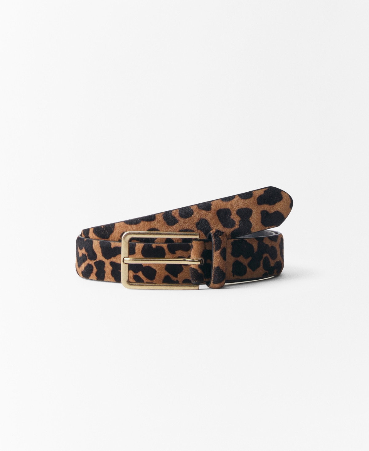 Mango Women's Leopard-Print Leather Belt - Brown | Macy's