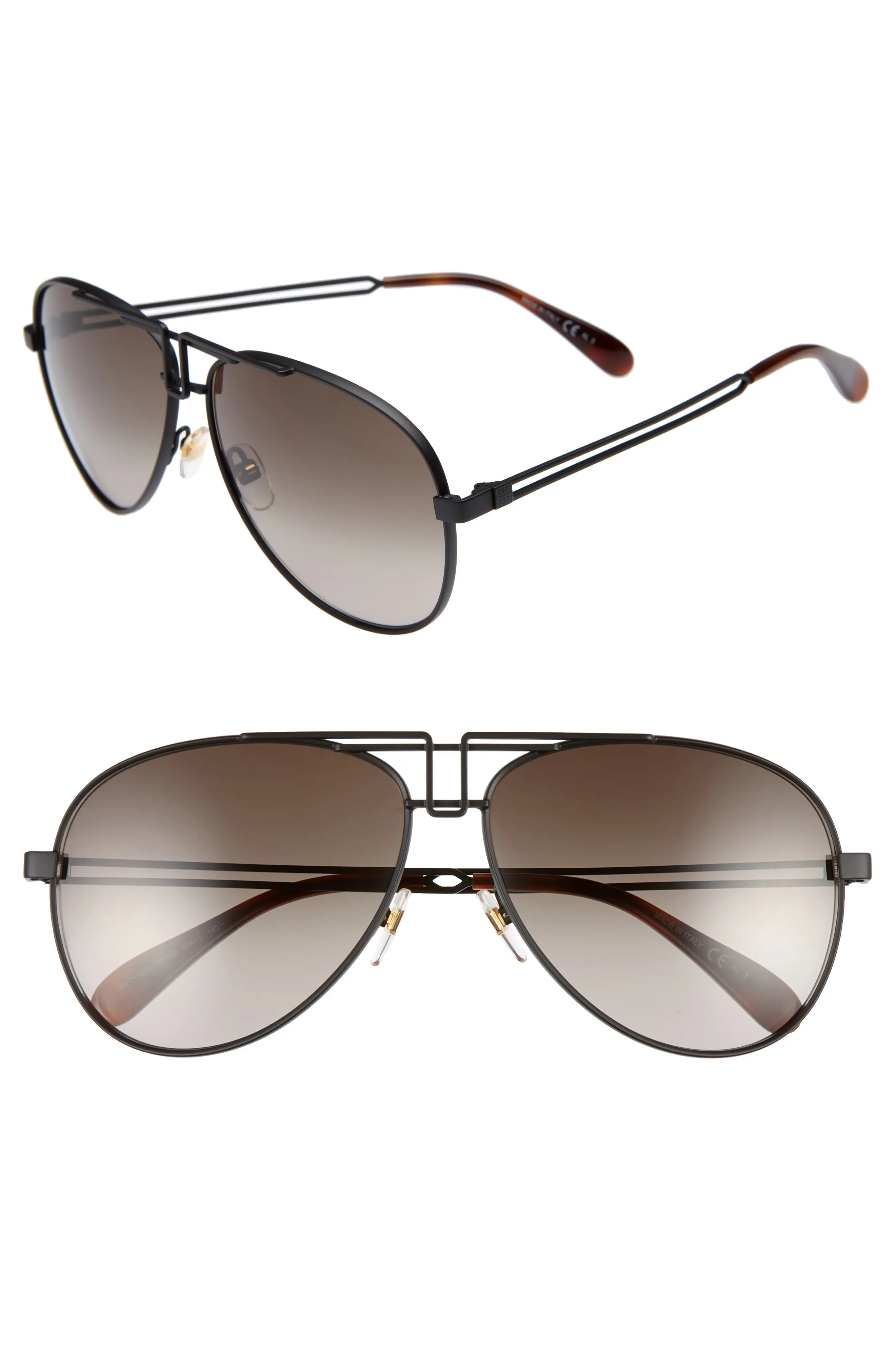Women's Givenchy 61mm Aviator Sunglasses - Matte Black | Nordstrom