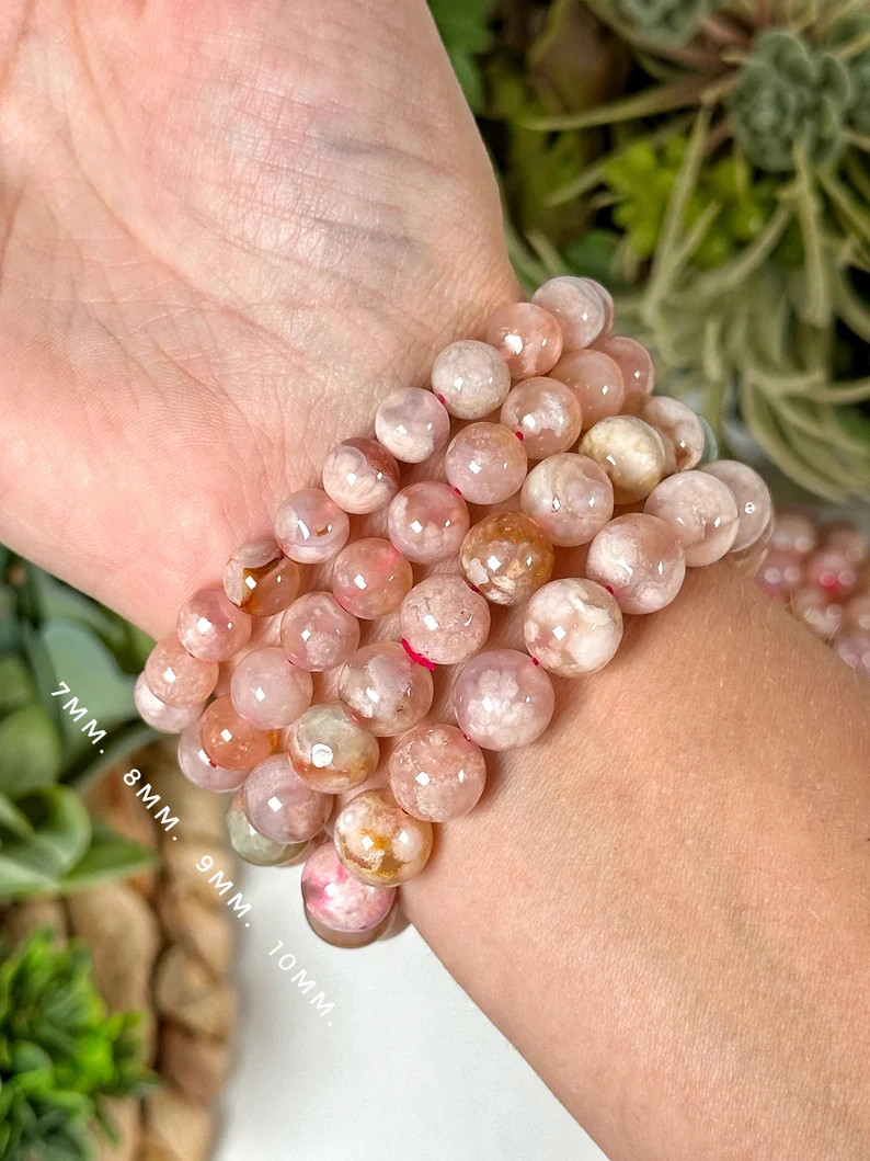 Flower Agate Bracelet Heart Chakra No. 652 - Etsy | Etsy (US)