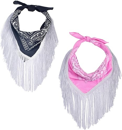 2 Pack Disco Fringed Bandana Cowgirl Paisley Bachelorette Scarfs Halloween Party Decoration for W... | Amazon (US)