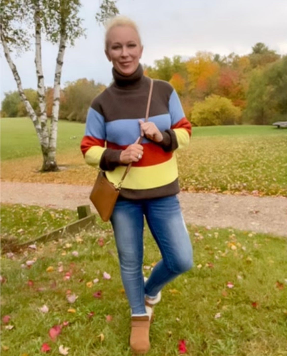 Striped Fall Sweater | Peppered with leopard