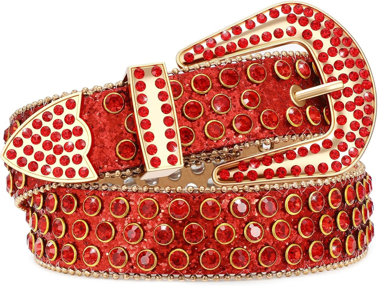 SUOSDEY Men Women Cowboy Rhinestone Belt Western Cowgirl Bling Sequins Diamond Shiny Studded Belt... | Amazon (US)
