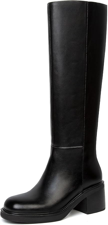Knee High Boots for Women Chunky Heel Square Toe Fall Platform Tall Boots Side Zipper Dress Casua... | Amazon (US)