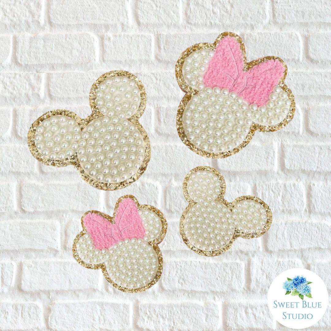 Mickey & Minnie adhesive pearl patches, Mickey and Minnie adhesive pearl patch, Mickey pearl patc... | Etsy (US)