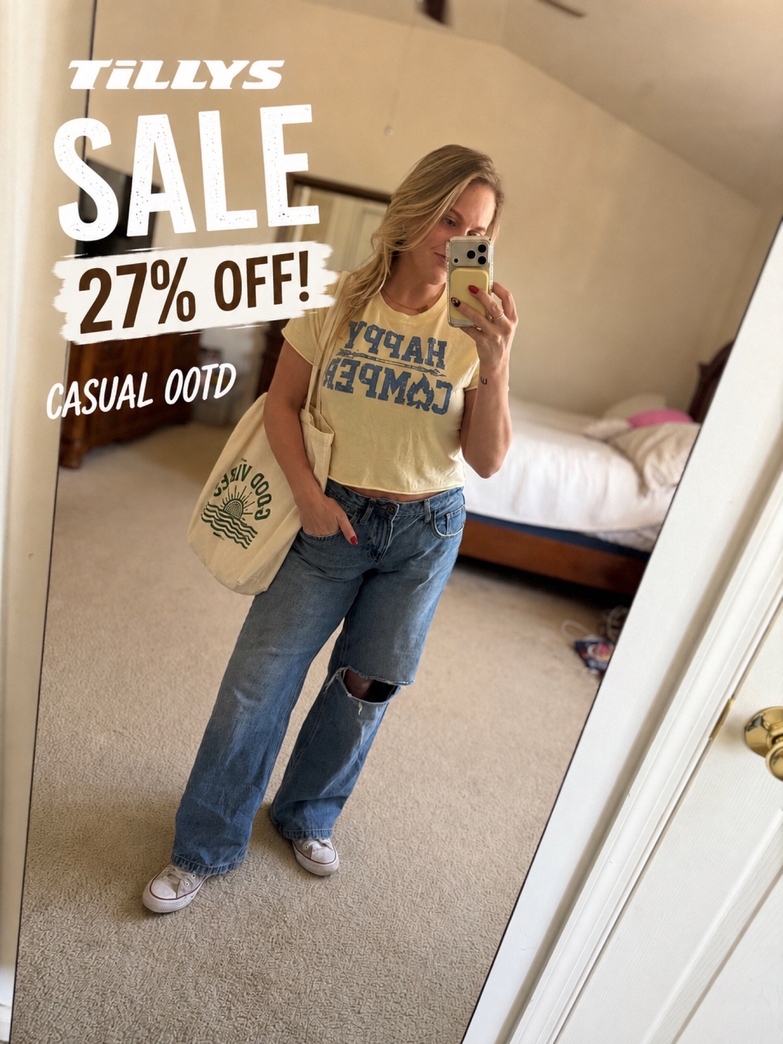 Happy camper energy, always - especially with this warm weekend☀️ 

This graphic tee is such an easy throw-on with relaxed denim + it’s on sale for under $25 🙌🏼

#LTKwomens #LTKGirls #LTKstyle #casualootd #summerstyle #graphictee #happycamper #everydaystyle #affordablefashion #tillysstyle #weekendoutfit #denimstyle #summerootd #comfyfits #trendingstyle #neutralstyle #casualfashion #under25finds #springweather #camping

#LTKootd #LTKMidsize #LTKSaleAlert