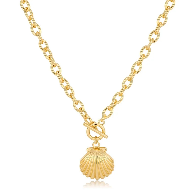 Seashell Starfish Necklace for Women Conch Shell Summer Pearl Beach 14k Gold Layered Dainty Choke... | Walmart (US)