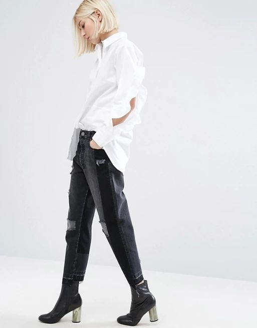 ASOS – Schwarze Jeans aus dekonstruiertem Denim mit geradem Bein | Asos DE