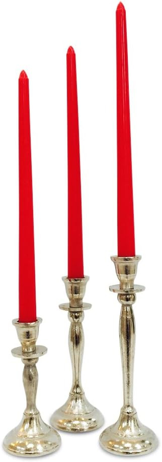 Americana Collection of 3 Handmade Silver Candle Stick Holders, Aluminum, 5 1/2, 7 1/8, 8 5/8 Inc... | Amazon (US)