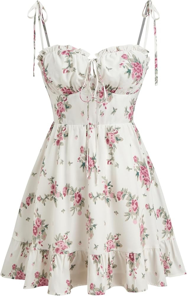 CIDER Womens Summer Dresses Floral Spaghetti Strap Cute Vacation Sundress Dress Boho Casual Outfi... | Amazon (US)