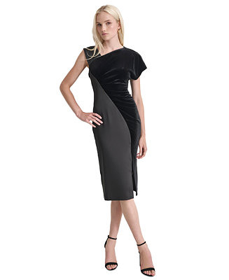 DKNY Women's Asymmetric-Neck Short-Sleeve Dress - Macy's | Macy's
