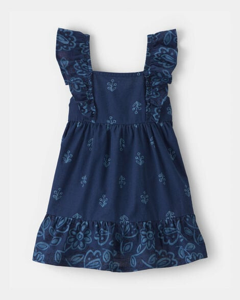 Baby Girl Floral Ruffle-Sleeve Dress - Navy - OshKosh B'gosh | Carter's | Carter's Inc