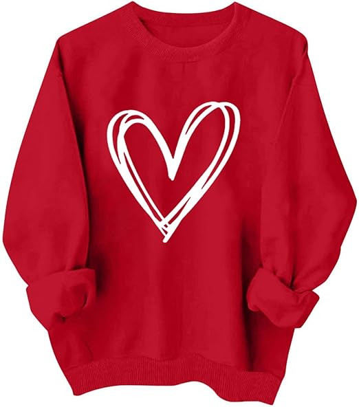 Valentines Shirt for Women Causal Heart Print Graphic Long Sleeve Oversized Blouse Tops Plus Size... | Amazon (US)