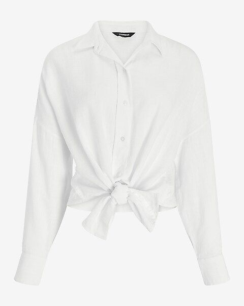 Oversized Tie Front Shirt | Express