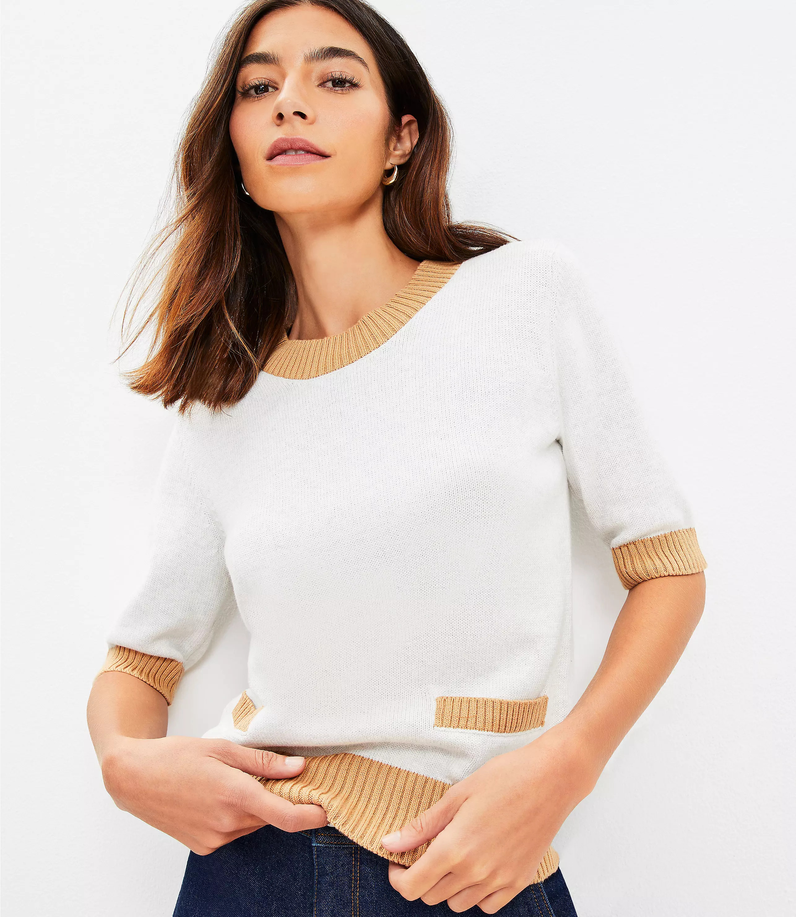 Tipped Pocket Sweater Tee | LOFT