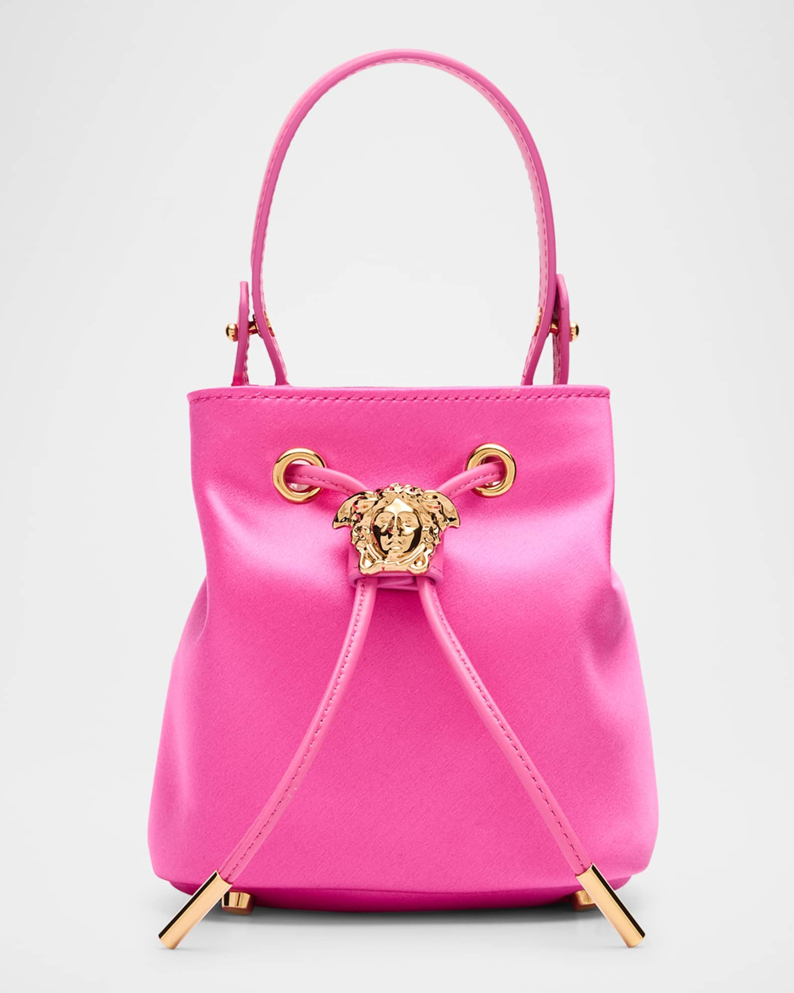 La Medusa Drawstring Satin Bucket Bag | Neiman Marcus