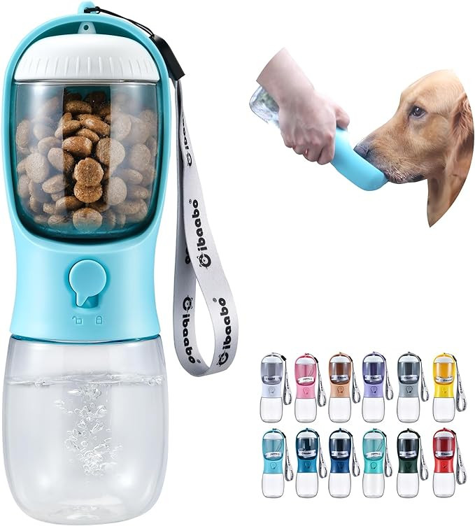 Dog Water Bottle with Food Container, Travel Puppy Water Bowl, Portable Pet Dispenser, Cat Walkin... | Amazon (US)