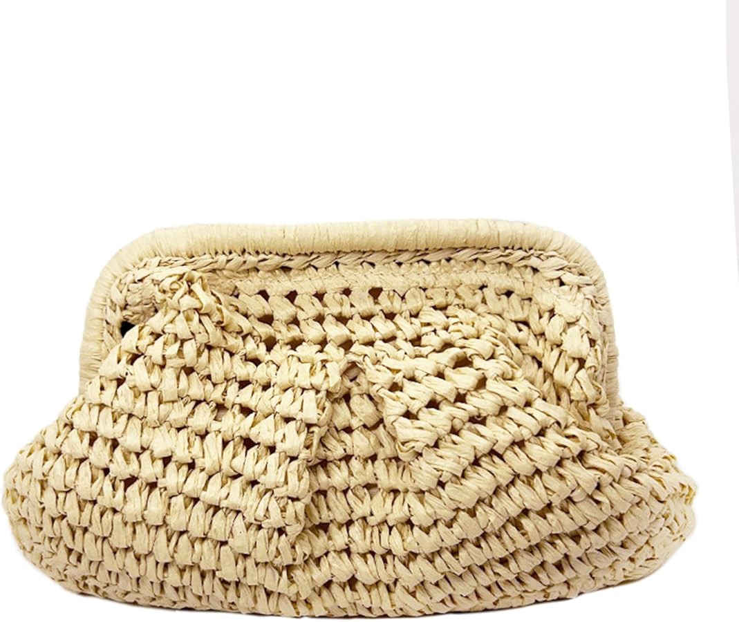 Straw Clutch Handbag Cloud Riched Purse Chain Shoulder Crossboby Bag Designer Straw Evening Bag | Amazon (US)