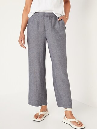 High-Waisted Linen-Blend Wide-Leg Pants for Women | Old Navy (US)