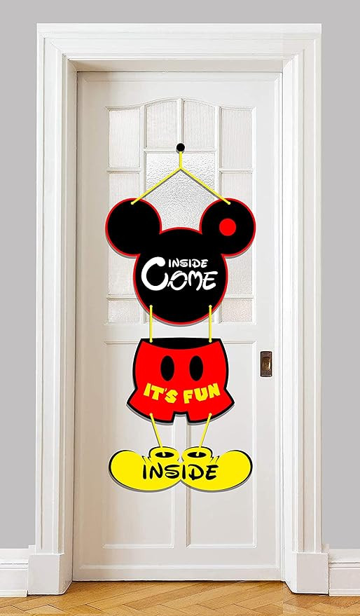 Micky Mouse Mid Door Hanger Decoration, Cute Cartoon Character Theme Hanging Door Sign for Birthd... | Amazon (US)
