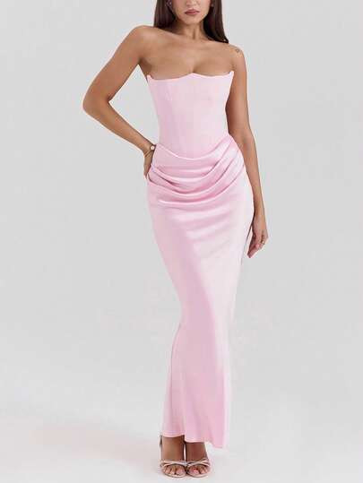 Elegant Sexy Backless Mermaid Bodycon Formal Dress, Suitable For Evening Gala, Cocktail Party, We... | SHEIN