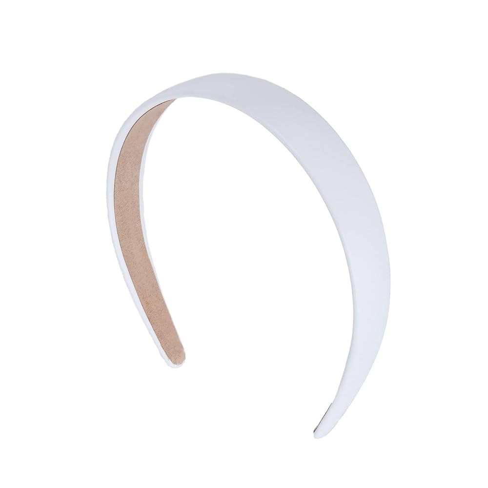 Motique Accessories 1 Inch Vegan Leather Headband for Women and Girls (White) | Amazon (US)