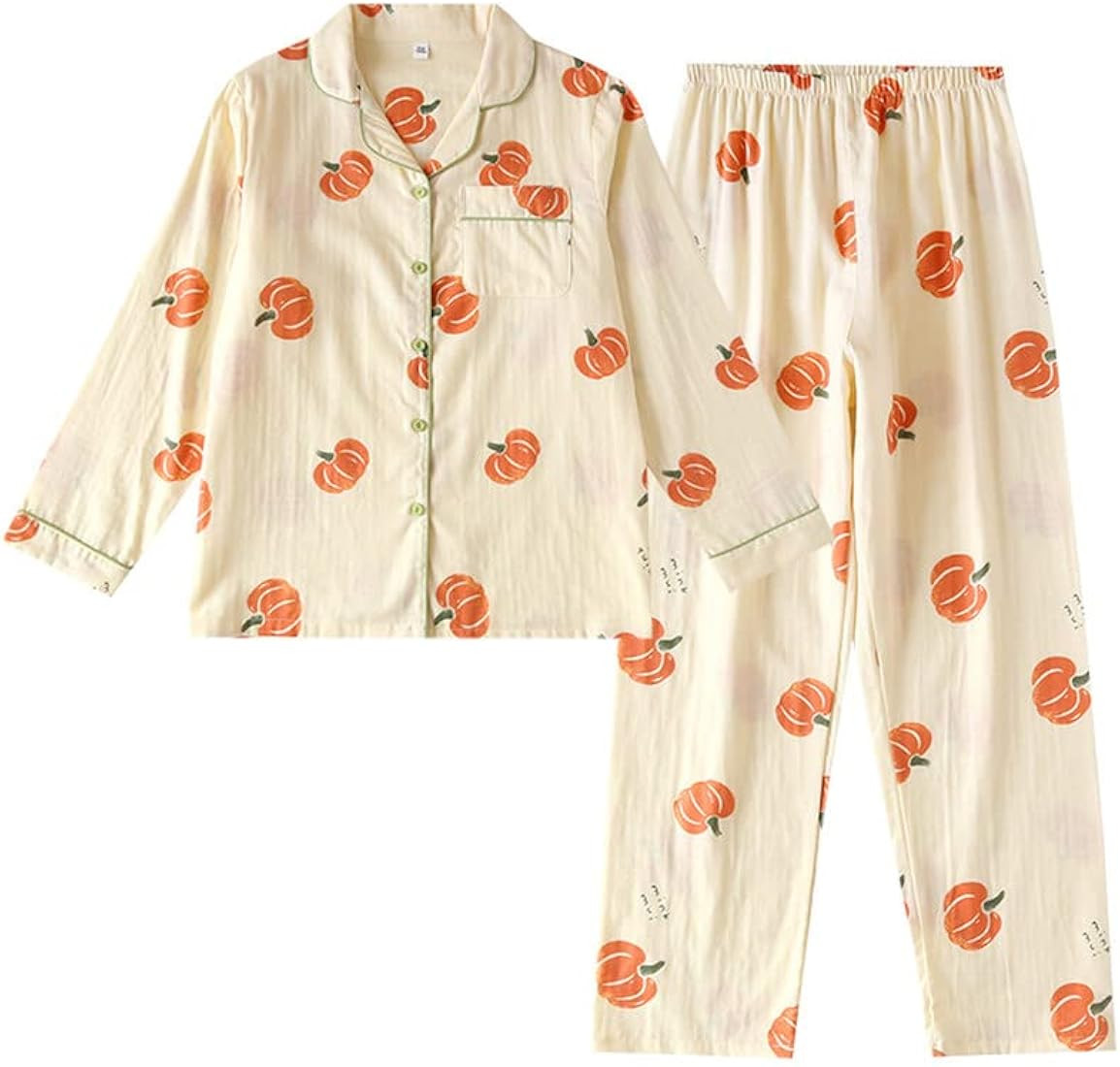 Shanghai Story Pumpkin Print Pajamas Long Sleeve Sleepwear Button Down Pj Sets Loungewear Set | Amazon (US)