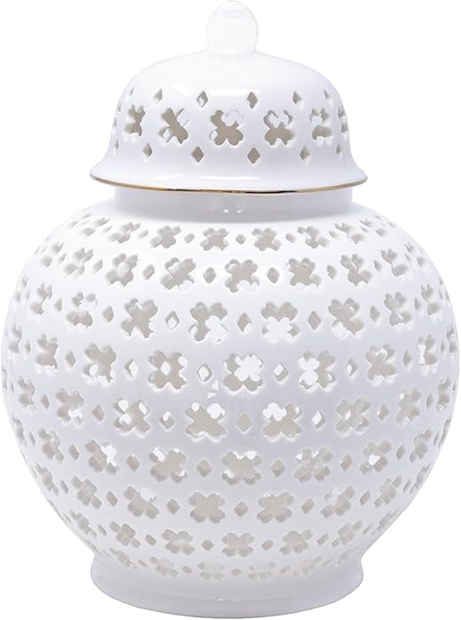 Lilly Pulitzer Ginger Jar with Lid, 10" Tall Ceramic White Decor, Lattice Vase/Decorative Jar for... | Amazon (US)