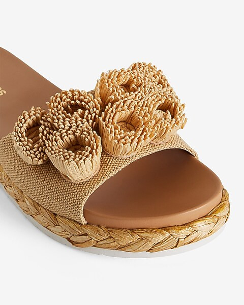 Woven Flower Strap Flat Sandals | Express