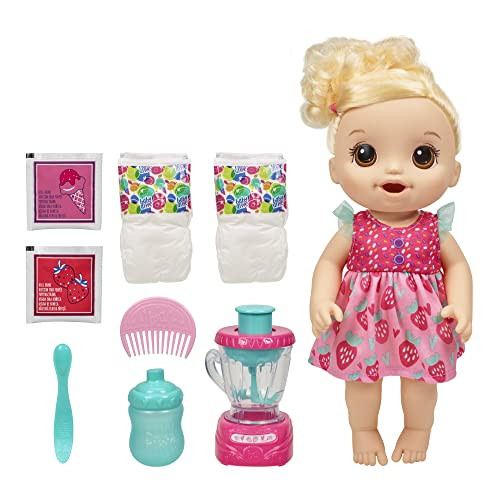 Baby Alive Magical Mixer Baby Doll, Strawberry Shake, Doll with Toy Blender, Baby Doll Set for Kids 3 and Up, Blonde Hair | Amazon (US)