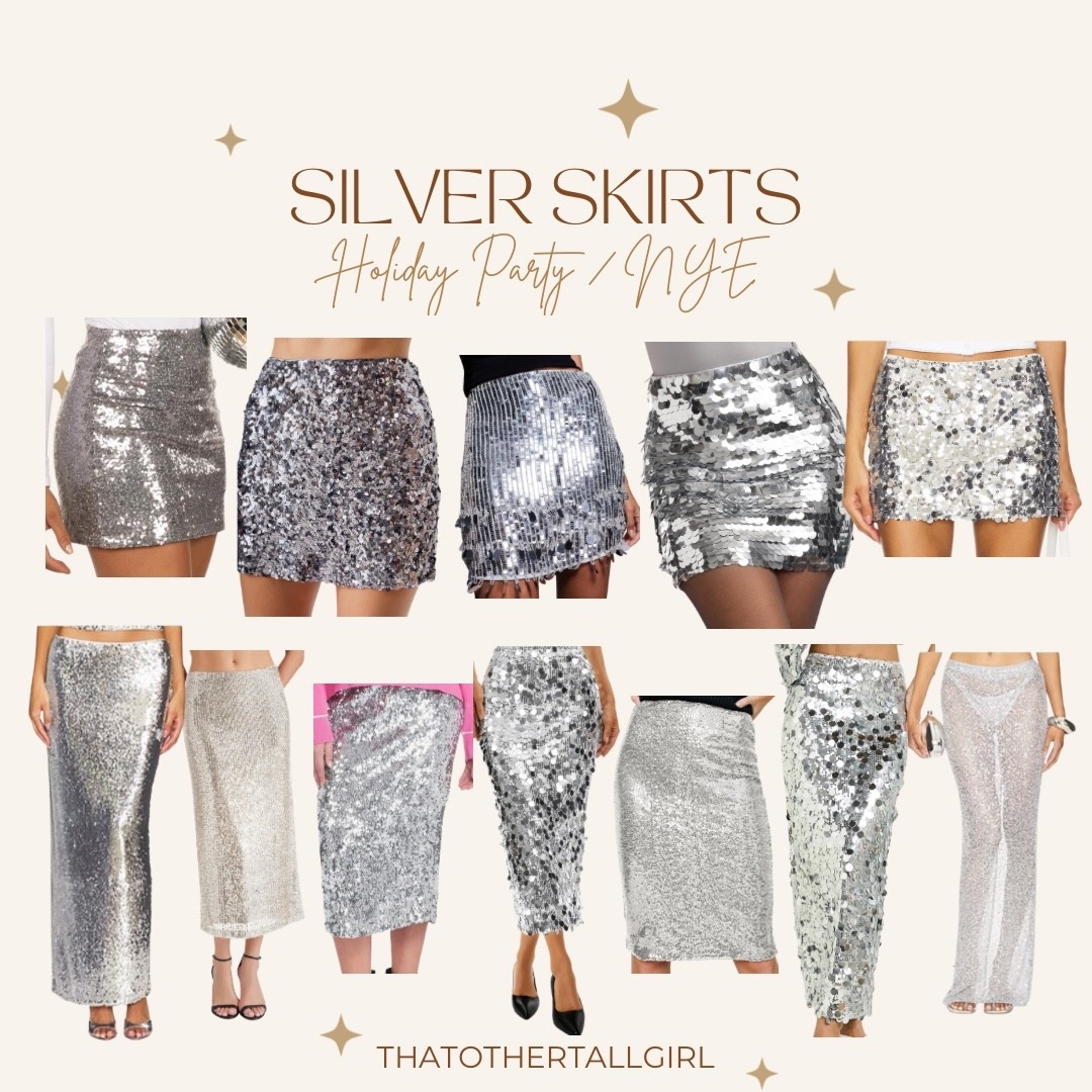 Silver skirts for holiday parties or NYE 

#LTKTall #LTKHoliday