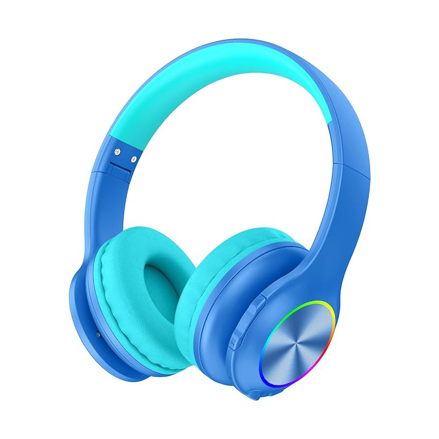 Bluetooth Kids Headphones Fit for Aged 3-21, Colorful LED Lights Comfort Wireless Headphones with... | Amazon (US)