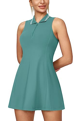 Ewedoos Golf Dresses for Women Athletic Dress with Shorts Underneath and Bra 3 Pockets Tennis Dresses for Workout Active Green | Amazon (US)