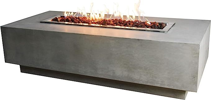Elementi Granville Fire Table Cast Concrete Natural Gas Fire Table, Outdoor Fire Pit Fire Table/P... | Amazon (US)