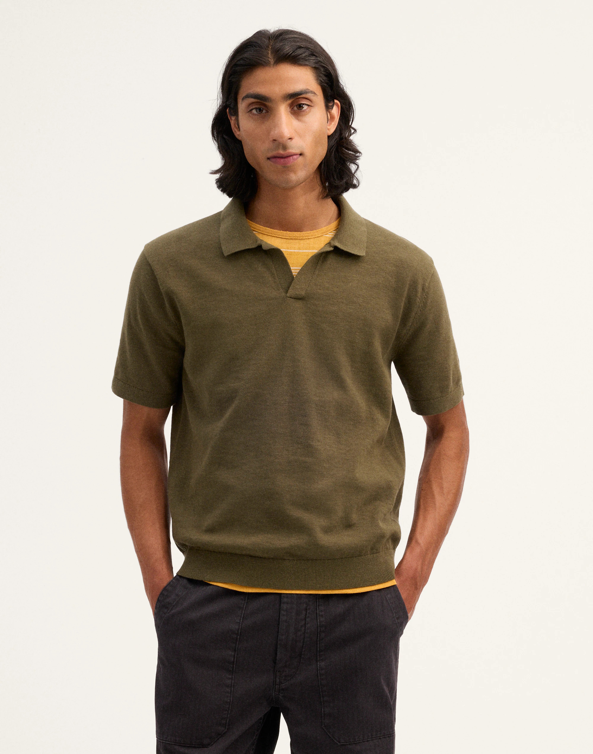 Johnny-Collar Sweater Polo in Slub Knit Cotton | Madewell