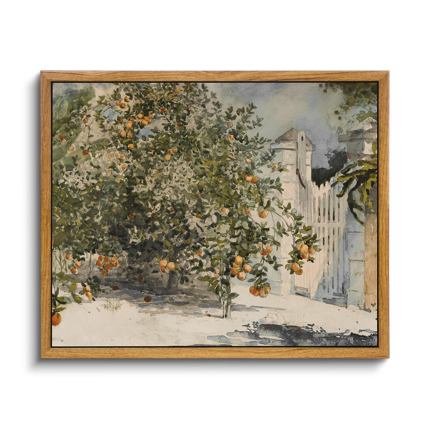 VIYYIEA Framed Canvas Wall Art Vintage Decor, Country Orange Trees Earthy Room Decor Aesthetic, K... | Amazon (US)
